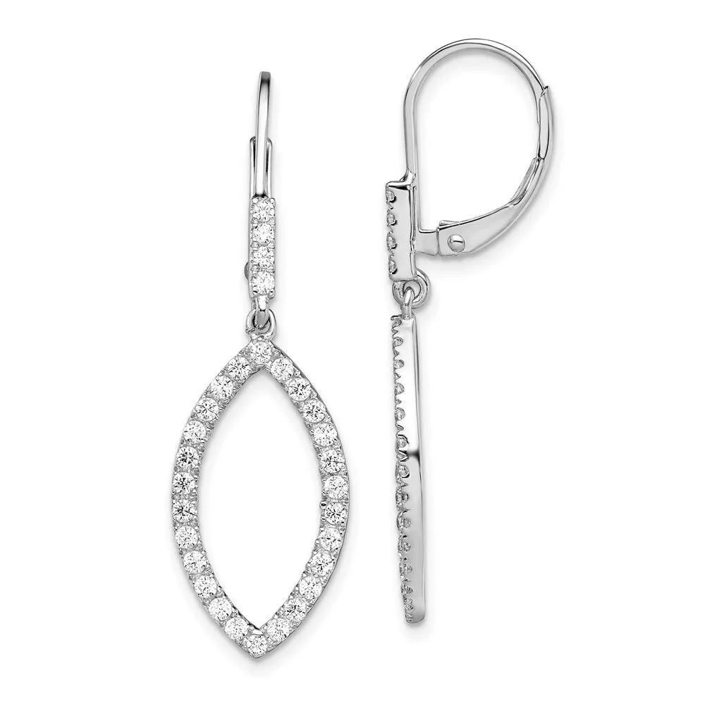 14K White Gold 0.70 ct Lab Grown Diamond Fancy Drop Leverback Earrings VS Clarity, G-H Color