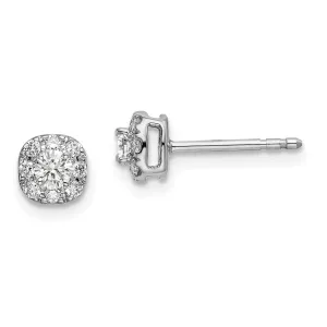 14K White Gold 1/3 ct Lab Grown Diamond Cushion Halo Stud Earrings VS Clarity, G-H Color