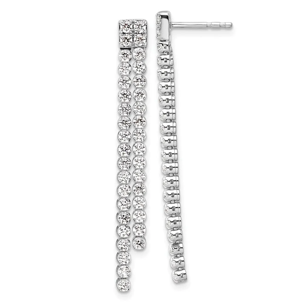 14K White Gold 1.85 ct Lab Grown Diamond Dangle Earrings VS Clarity, G-H Color