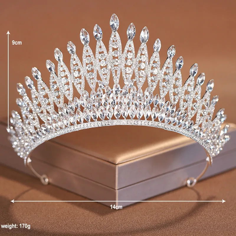 Atmospheric high-end wedding rhinestone necklace crown tiara bridal three-piece set main wedding accessories
