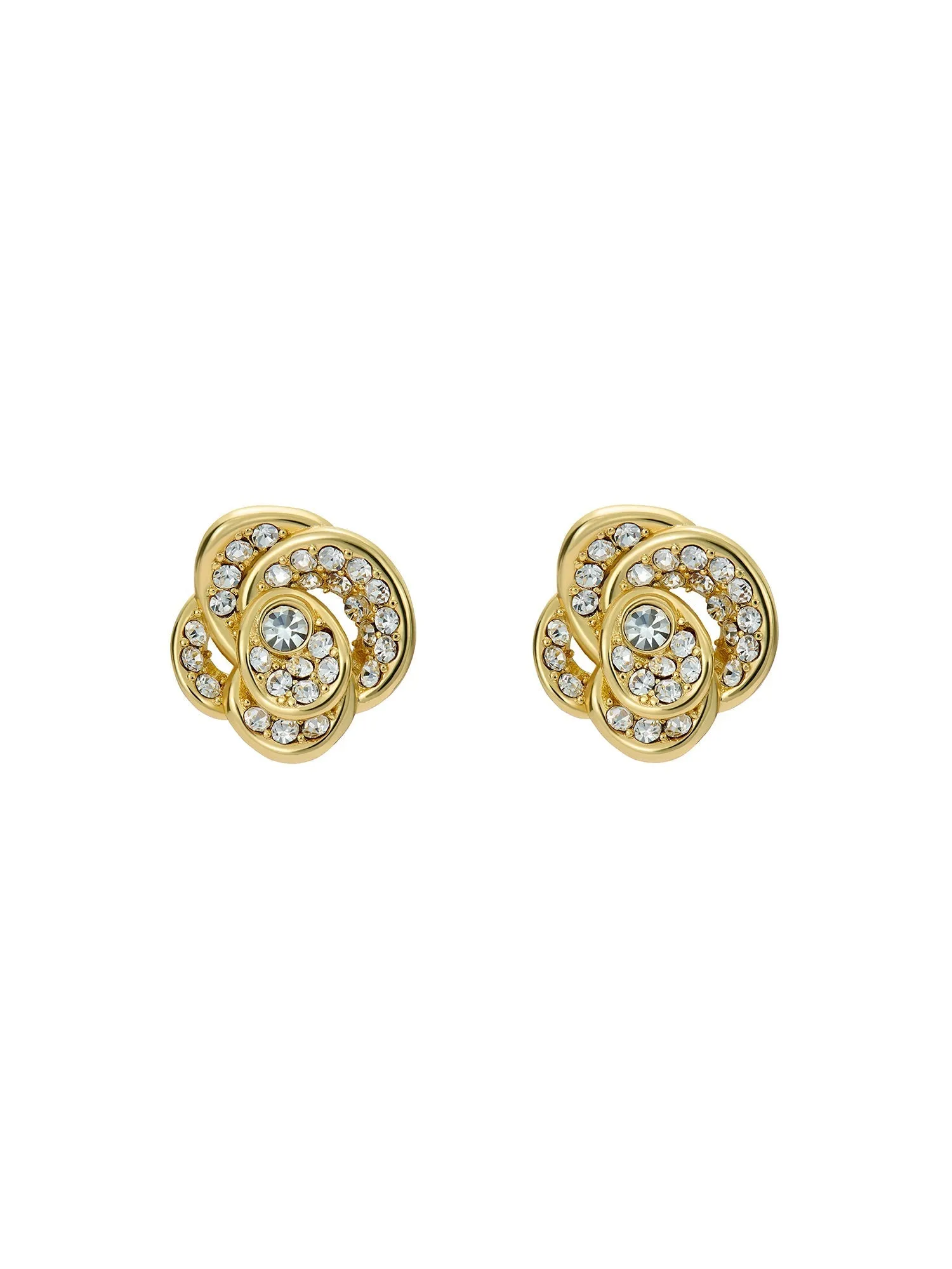 Florine Crystal Flower Stud Earrings Gold