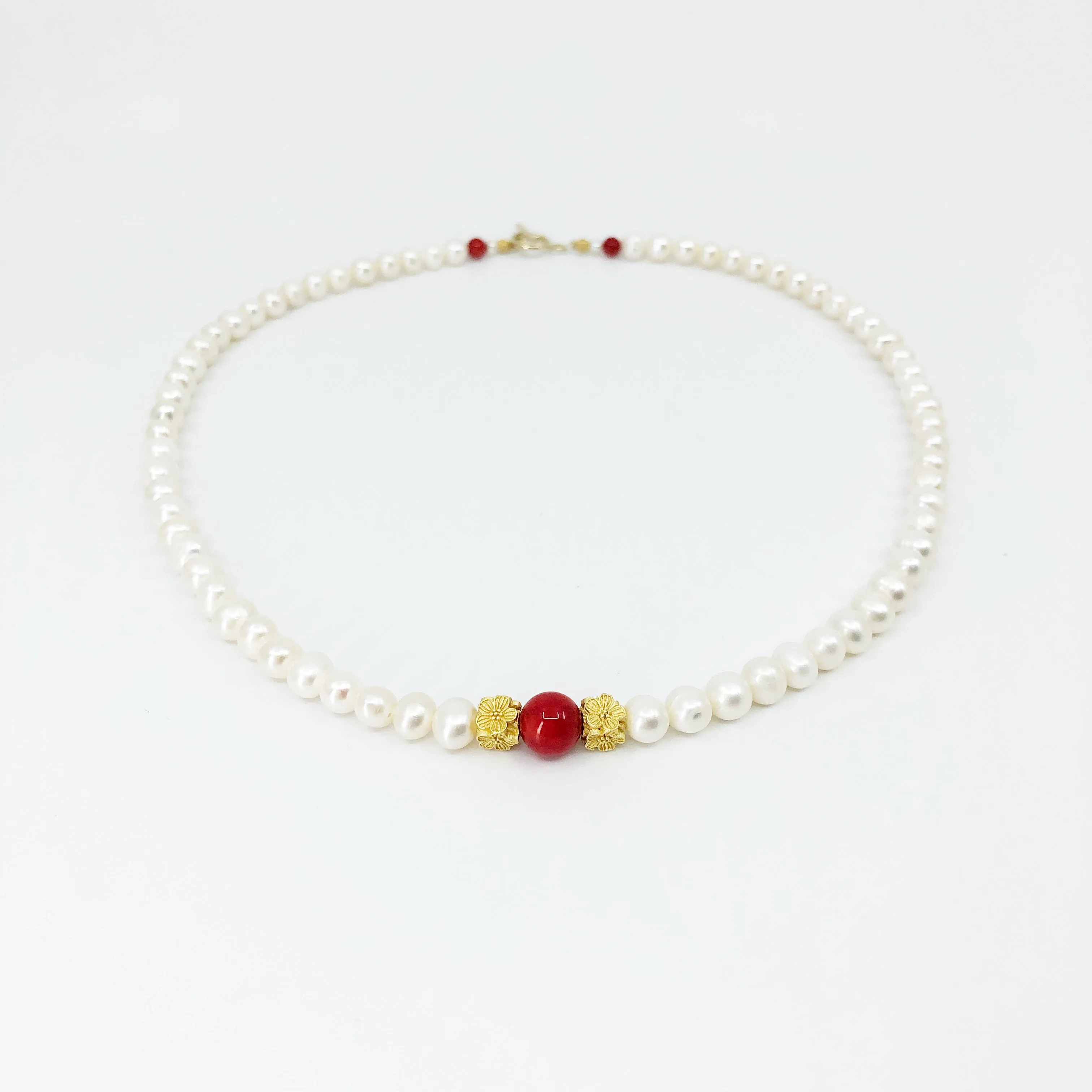Plum Blossom Beaded Pearl Necklace