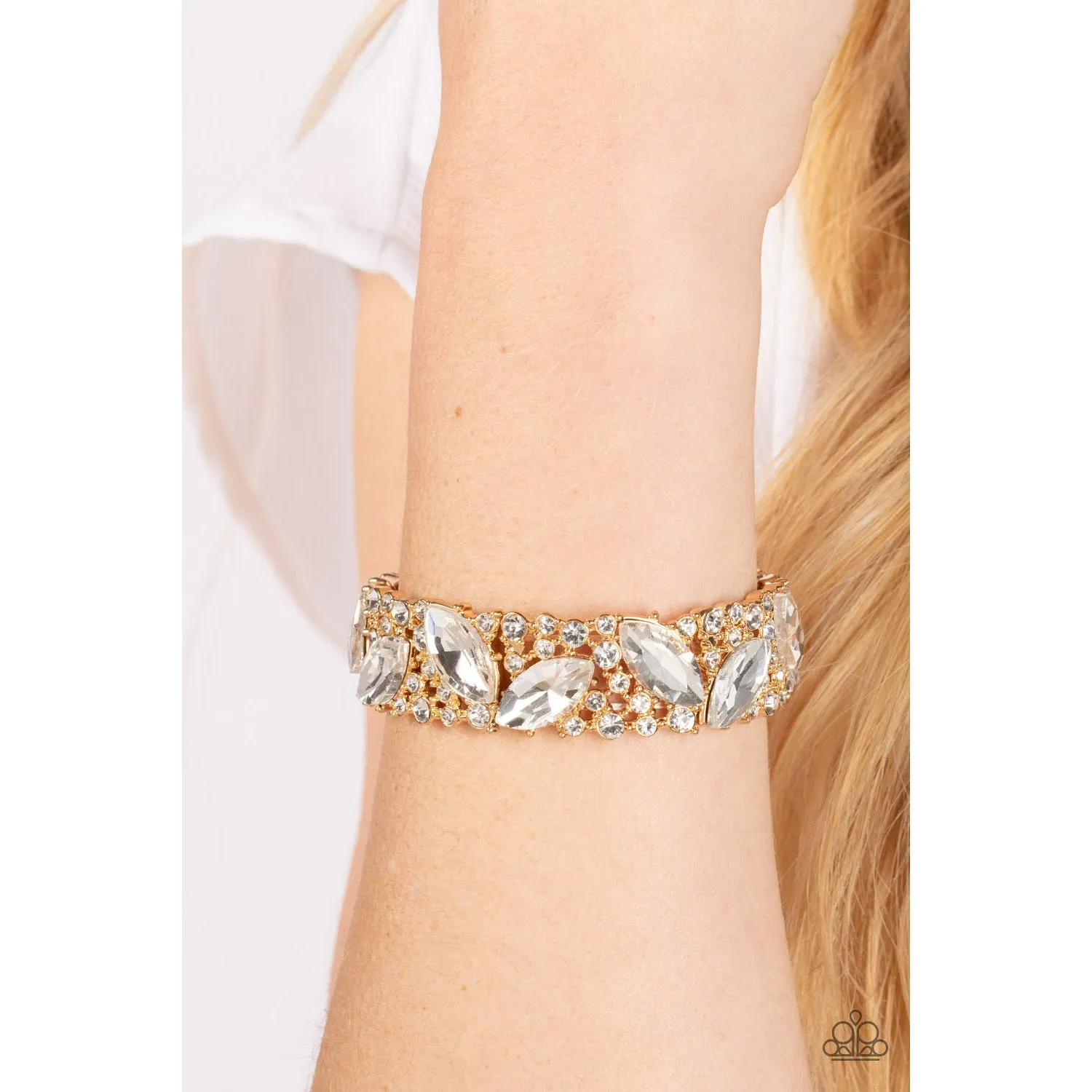 Rhinestone- Full Body Chills - Gold Bracelets