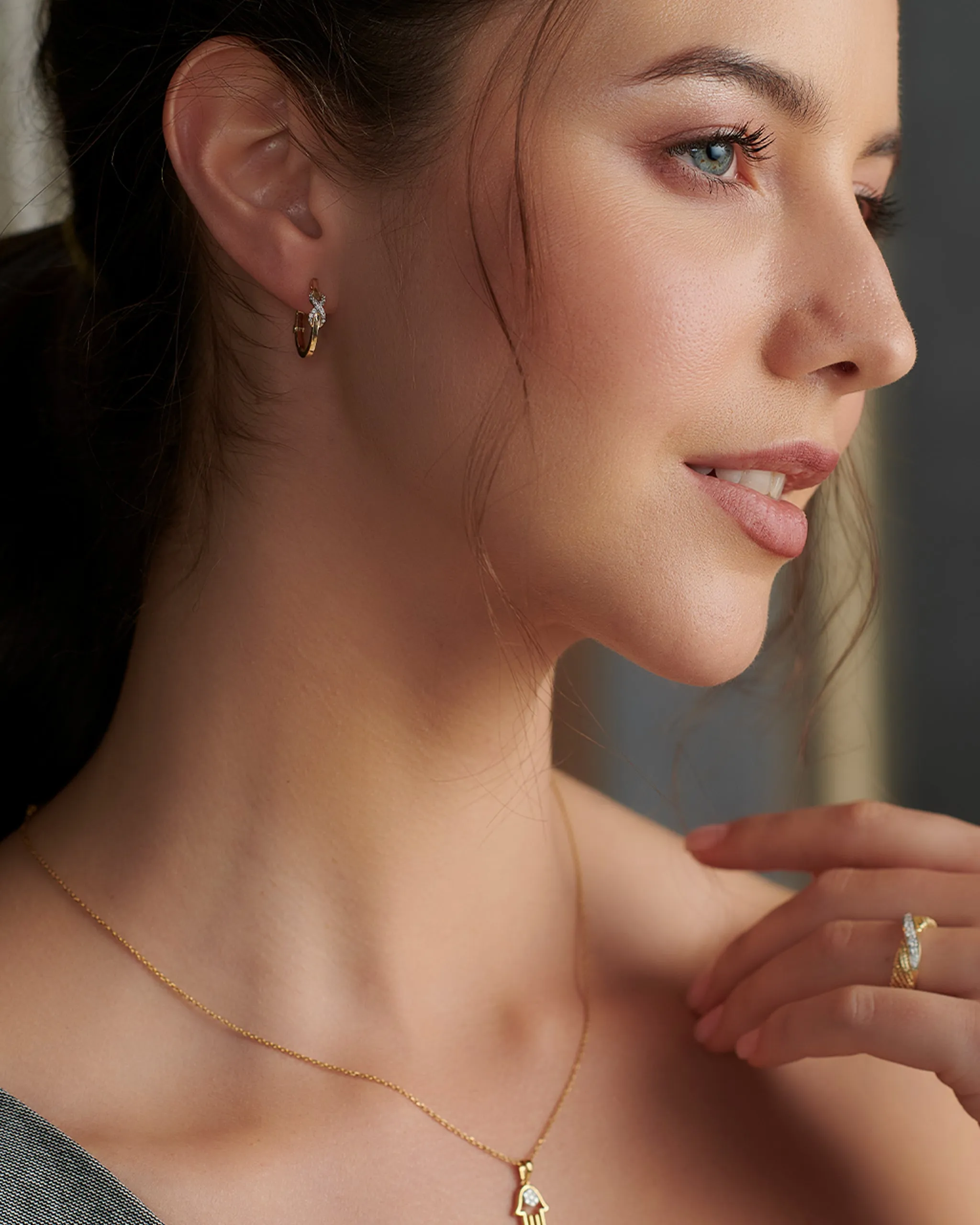 Wrapped Infinity Diamond Hoops
